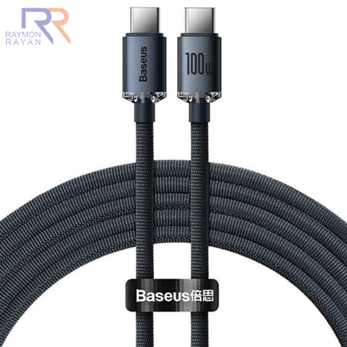 کابل تبدیل باسئوس مدل CAJY000601 (Baseus Crystal Shine Series cable USB cable for fast charging and data transfer USB Type C – USB Type C 100W 1.2m black)