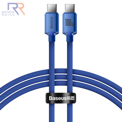 کابل تبدیل باسئوس مدل CAJY000603 (Baseus Crystal Shine Series cable USB cable for fast charging and data transfer USB Type C – USB Type C 100W 1.2m blue)